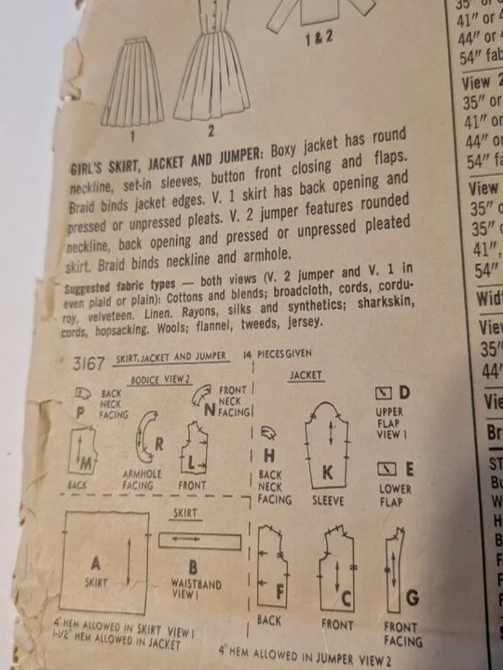simplicity 7487 sewing pattern girls skirt, jacket, jumper